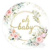 Rosa Blume Und Golden Kreis Baby Dusche Hintergrund